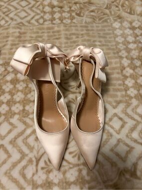Steve Madden Blush Pink Satin Pointed-Toe Ankle Tie Pumps